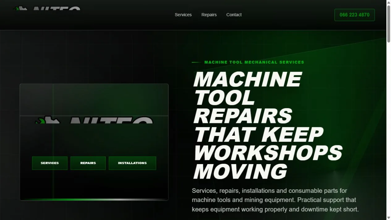 Niteo Machine Tools website homepage