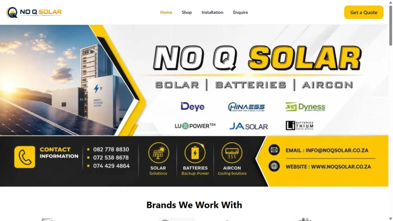 NOQ Solar website homepage